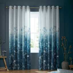 Clarissa Hulse Tania's Garden Eyelet Curtains, 168 x 183cm, Midnight - thumbnail 1