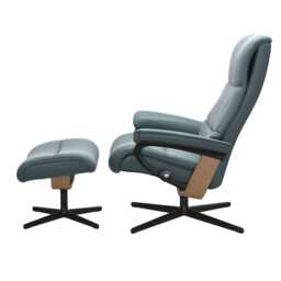 Stressless View Medium Leather Recliner Chair & Footstool, Paloma Teal - thumbnail 2