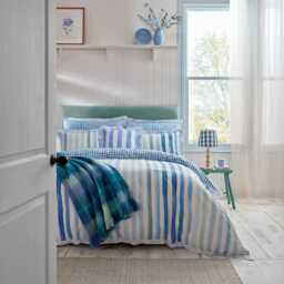 Bluebellgray Sunday Stripe Duvet Set, Single, Blue - thumbnail 1