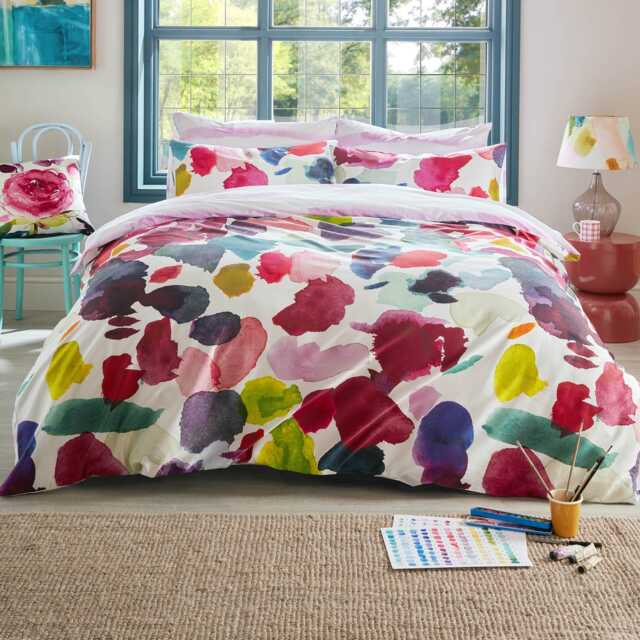 Bluebellgray Abstract Duvet Set, Single, Fuchsia - image 1