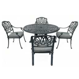 Casa Cadiz Aluminium Garden Dining Set, Round, 4 Seater, Grey - thumbnail 2