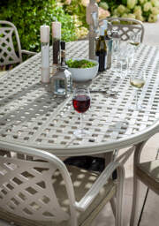 Hartman Berkeley Garden Dining Set with Parasol, Oval, 6 Seater, Cream - thumbnail 2