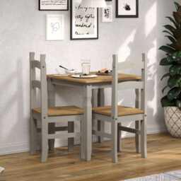 Casa Connor Square Table & 2 Dining Chairs, Grey - thumbnail 1