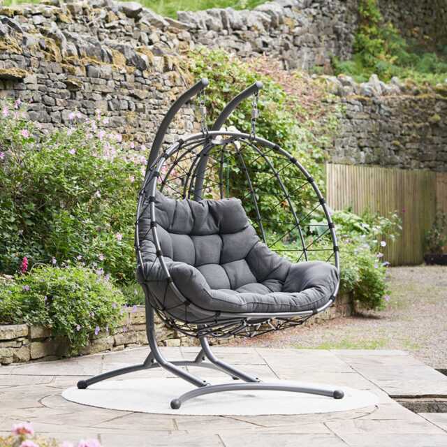 Pacific Lifestyle Lyon Double Garden Hanging Egg Chair, 2 Seater, Grey - image 1