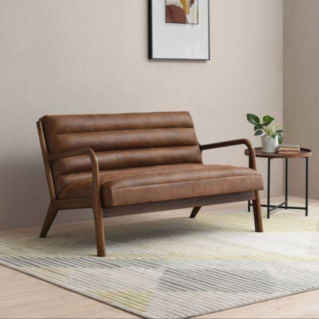 Casa Danna Faux Leather 2 Seater Sofa, Achilles Brown - image 1