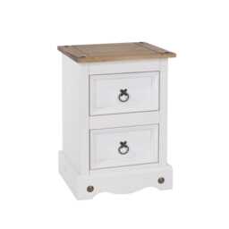 Casa Connor 2 Drawer Petite Bedside Cabinet, White - thumbnail 1