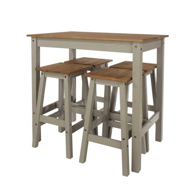 Casa Connor Linea Breakfast Table & 4 Stools Dining Set, Grey