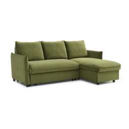 Casa Barret Velvet Chaise Sofa Bed, Athena Olive Green - thumbnail 2