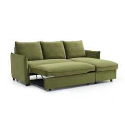Casa Barret Velvet Chaise Sofa Bed, Athena Olive Green - thumbnail 4
