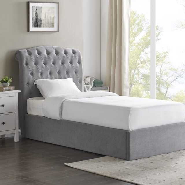 Casa Gerbera Storage Bed Frame, Double, Light Grey - image 1