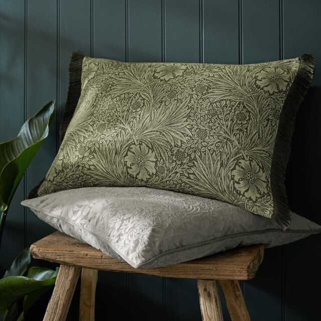 William Morris At Home Marigold Cushion, 40x60cm, Olive - image 1