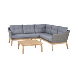 Pacific Lifestyle Larissa Wooden Garden Corner Sofa Set, 5 Seater, Light Grey - thumbnail 2
