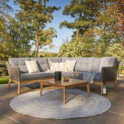 Pacific Lifestyle Larissa Wooden Garden Corner Sofa Set, 5 Seater, Light Grey