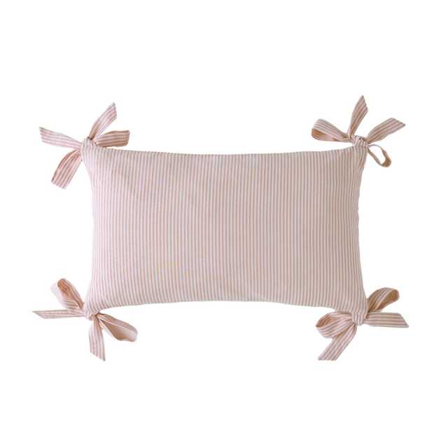 Laura Ashley Flaxley Stripe Microfibre Cushion, 50cm x 30cm, Pink - image 1