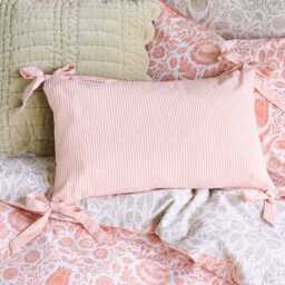 Laura Ashley Flaxley Stripe Microfibre Cushion, 50cm x 30cm, Pink - thumbnail 2