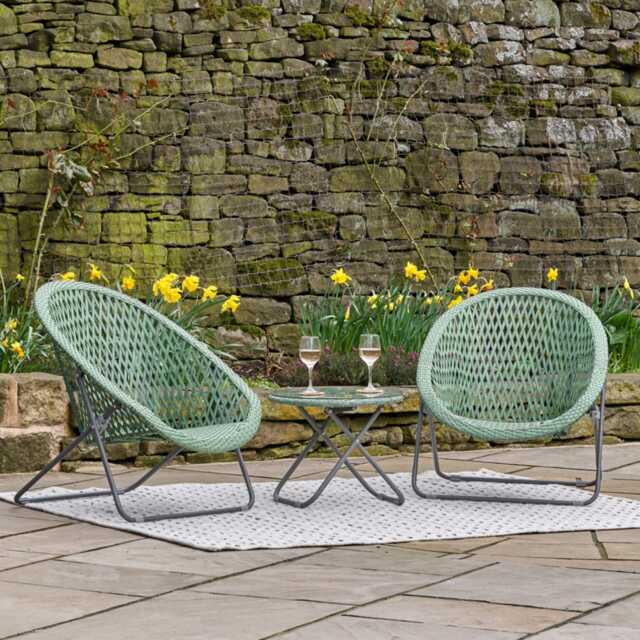 Pacific Lifestyle Tobs Rattan Garden Bistro Set, 2 Seater, Green - image 1