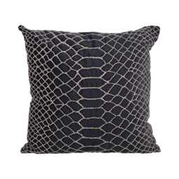 Casa Snake Print Velvet Cushion, Black & Silver