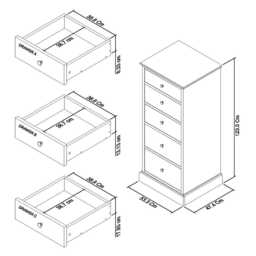 Casa Eva 5 Drawer Tall Chest of Drawers - thumbnail 3