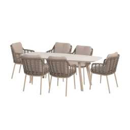 4 Seasons Outdoor Puglia Aluminium Garden Dining Set, 6 Seater, Warm Latte - thumbnail 2