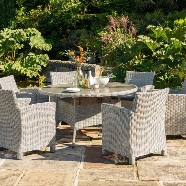 Kettler Palma Garden Dining Set, 6 Seater, White Wash - image 1