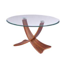 Jual Siena Glass Coffee Table, Walnut - thumbnail 1