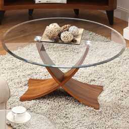 Jual Siena Glass Coffee Table, Walnut - thumbnail 2