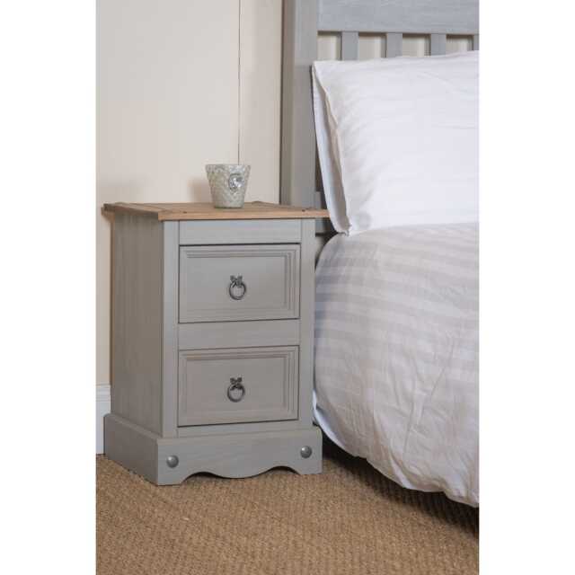 Casa Connor 2 Drawer Petite Bedside Cabinet, Grey - image 1