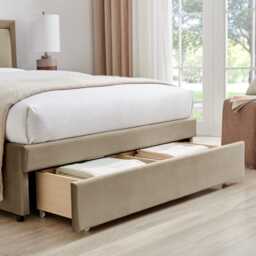 Casa Violet Storage Bed Frame, King Size, Taupe - thumbnail 2