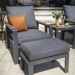 Hartman Asher Garden Bistro Set with Footstools, 2 Seater, Grey - thumbnail 2
