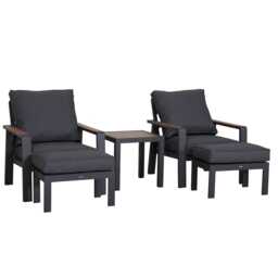 Hartman Asher Garden Bistro Set with Footstools, 2 Seater, Grey - thumbnail 3