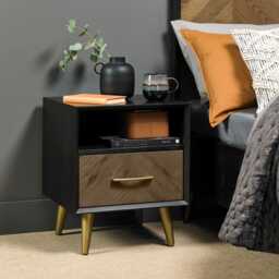 Casa Ashford 1 Drawer Bedside Cabinet, Fumed Oak - thumbnail 1