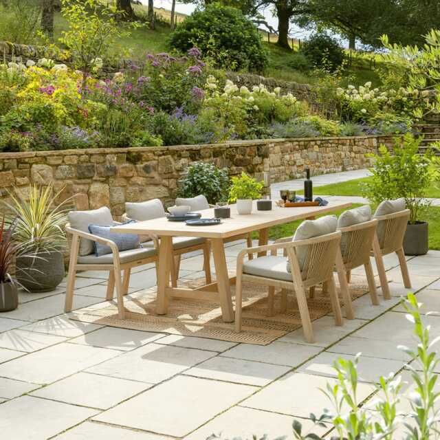 Kettler Cora Wooden Garden Dining Set, Rectangular, 6 Seater - image 1