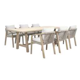 Kettler Cora Wooden Garden Dining Set, Rectangular, 6 Seater - thumbnail 4