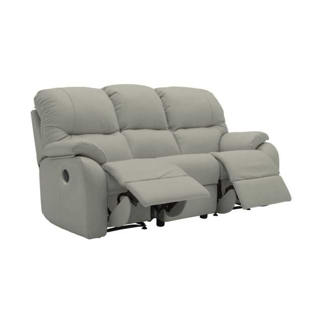 G Plan Mistral Small 3 Seater Double Manual Recliner Leather Sofa, Husk Alabaster - image 1