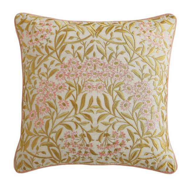 William Morris At Home Michaelmas Daisy Micro Cushion, Brick Pink & Gold - image 1