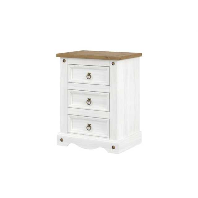 Casa Connor 3 Drawer Bedside Cabinet, White - image 1