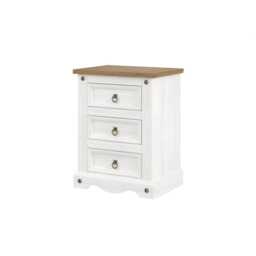 Casa Connor 3 Drawer Bedside Cabinet, White - thumbnail 1