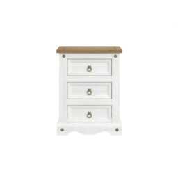 Casa Connor 3 Drawer Bedside Cabinet, White - thumbnail 2