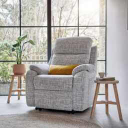 G Plan Kingsbury Manual Fabric Recliner Armchair, Stipple Ecru - thumbnail 1