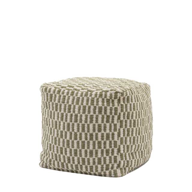 Rauma Wool Woven Pouffe, Olive Green - image 1