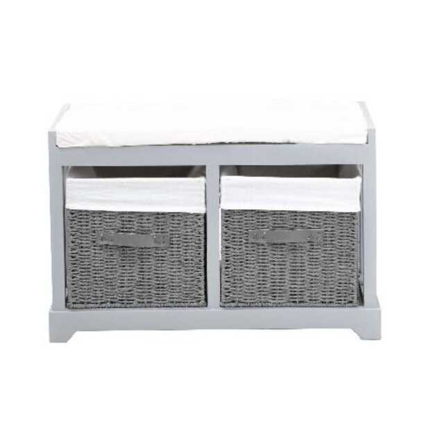 Casa Storage Bench with Drawers, White & Natural - image 1
