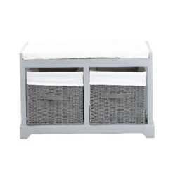 Casa Storage Bench with Drawers, White & Natural - thumbnail 1