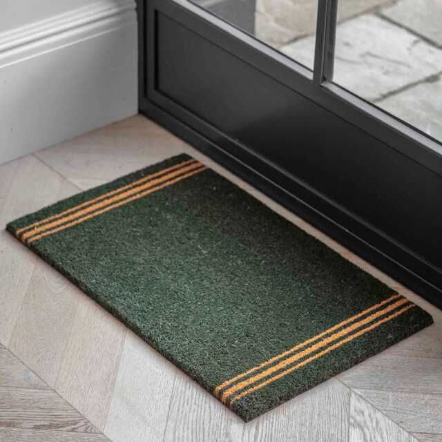 Garden Trading Triple Stripe Doormat, Small, Forest Green