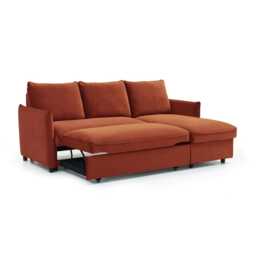 Casa Barret Velvet Chaise Sofa Bed, Athena Burnt Orange - thumbnail 4