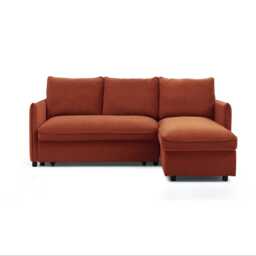 Casa Barret Velvet Chaise Sofa Bed, Athena Burnt Orange - thumbnail 5