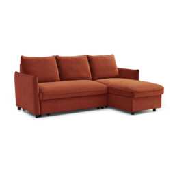 Casa Barret Velvet Chaise Sofa Bed, Athena Burnt Orange - thumbnail 2