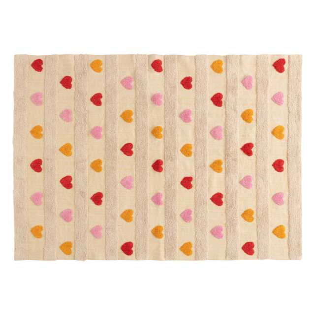 Atmosphera Kids Cotton Heart Rug, Beige - image 1