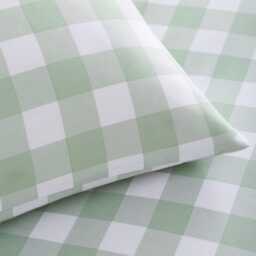 Portfolio Home Gingham Duvet Set, Super King, Sage - thumbnail 2