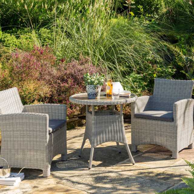 Kettler Palma Rattan Garden Bistro Set, 2 Seater, White Wash - image 1