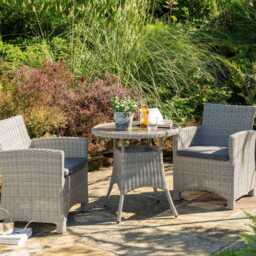 Kettler Palma Rattan Garden Bistro Set, 2 Seater, White Wash - thumbnail 1